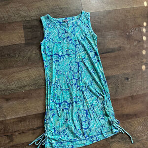 Women's T by TALBOTS Petite SP Blue Green Paisley Sleeveless Dress